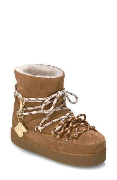 Inuikii Quilted Suede Genuine Shearling Boot In Animal Print