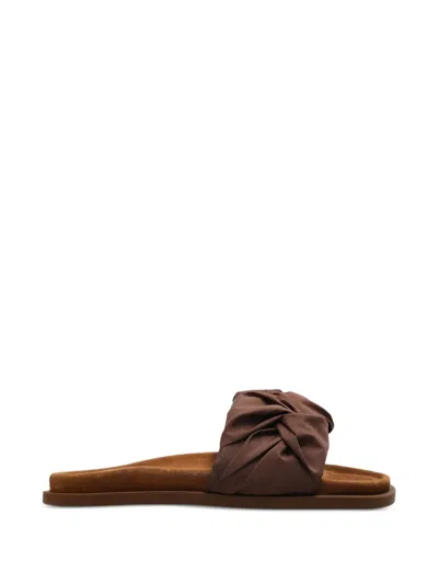 Inuikii Ruched Flat Sandals In Brown