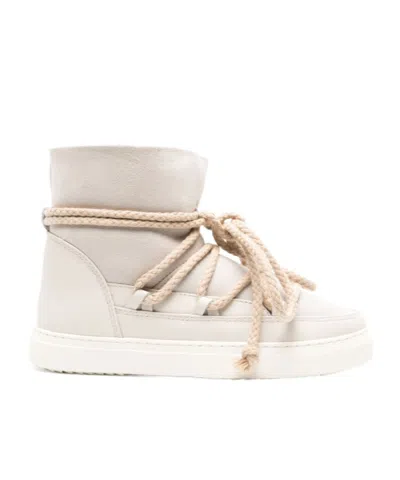 Inuikii Shearling Lace-up Ankle Boots In Nude
