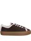Inuikii Shearling Lace-up Sneakers In Brown