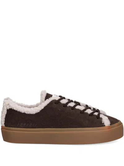 Inuikii Shearling Lace-up Sneakers In Brown