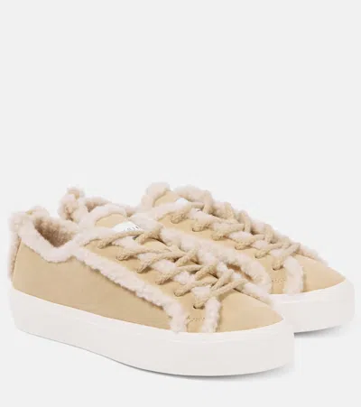 Inuikii Shearling-lined Suede Sneakers In Beige