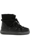 Inuikii Classic Mixed Leather Shearling Snow Booties In Black