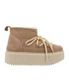 Inuikii Shearling-lining Suede Platform Boots In Nude