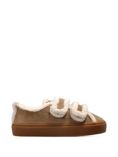 Inuikii Shearling Low Velcro Touch-strap Sneakers In Multi