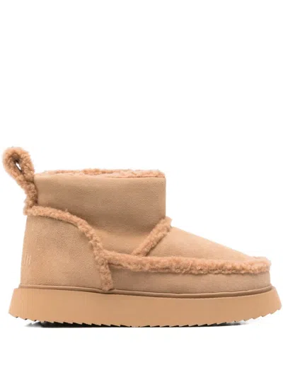 Inuikii Shearling-trim Ankle Boots In Animal Print
