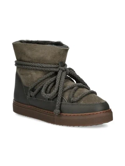 Inuikii Kids' Shearling-trim Rope-detail Boots In Green
