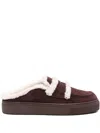 Inuikii Shearling-trimmed Suede Mules In Red
