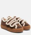 Inuikii Shearling-trimmed Suede Low-top Sneakers In Brown