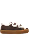 Inuikii Shearling-trimmed Suede Low-top Sneakers In Brown