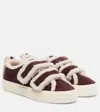 Inuikii Shearling-trimmed Touch-strap Sneakers In Burgundy
