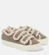 Inuikii Shearling-trimmed Suede Sneakers In Grey