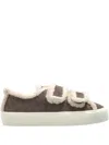 Inuikii Shearling-trimmed Touch-strap Sneakers In Gray