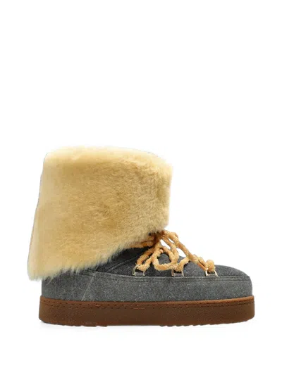 Inuikii Shearling-trim Denim Snow Boots In Multi