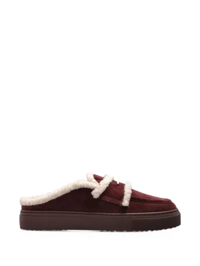 Inuikii Shearling-trim Leather Mules In Red