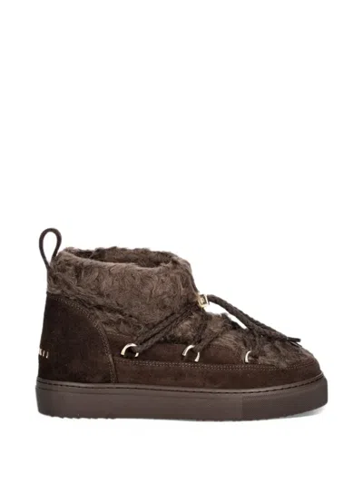 Inuikii Shearling-trim Suede Boots In Brown