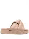 Inuikii Soft Crossed Leather Slides In Neutrals