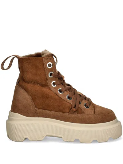 Inuikii Matilda Shearling-lined Suede Snow Boots In Brown