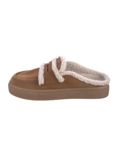 Pre-owned Inuikii Suede Colorblock Pattern Mules In Neutral