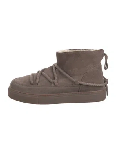 Pre-owned Inuikii Suede Lace-up Boots In Gray