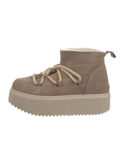 Pre-owned Inuikii Suede Lace-up Boots In Neutral