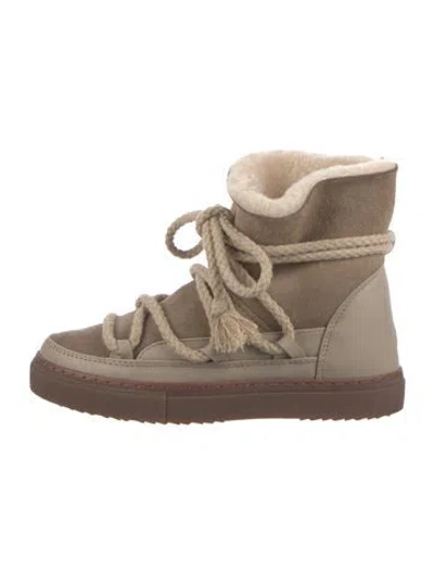 Pre-owned Inuikii Suede Lace-up Boots In Neutral