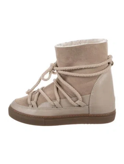 Pre-owned Inuikii Suede Lace-up Boots In Neutral