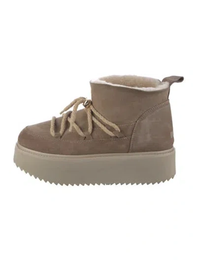 Pre-owned Inuikii Suede Lace-up Boots In Neutrals