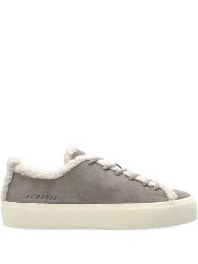 Inuikii Suede-leather Shearling Sneakers In Gray