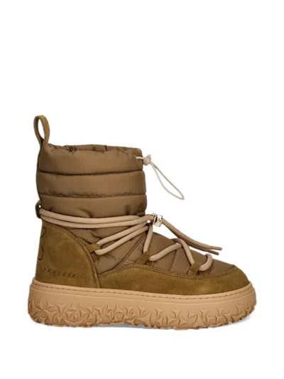 Inuikii Technical Quilted Suede-panelled Boots In Orange