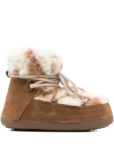 Inuikii Teddy Lace-up Ankle Boots In Brown