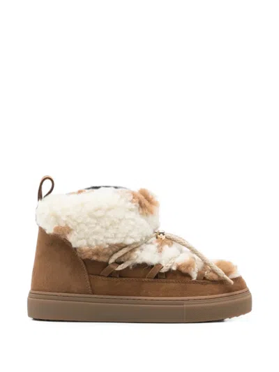 Inuikii Teddy Shearling-trim Ankle Boots In Brown