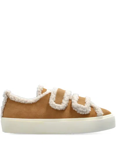 Inuikii Trimmed Touch-straps Low-top Sneakers In Brown