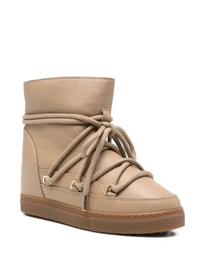 Inuikii Wedge Leather Boots In Neutral