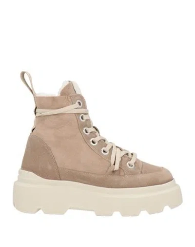 Inuikii Woman Ankle Boots Beige Size 8 Leather In Brown