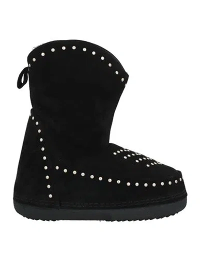 Inuikii Woman Ankle Boots Black Size 7 Leather, Shearling
