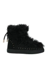 Inuikii Woman Ankle Boots Black Size 8 Leather, Shearling