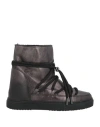 Inuikii Woman Ankle Boots Black Size 8 Leather, Shearling In Black