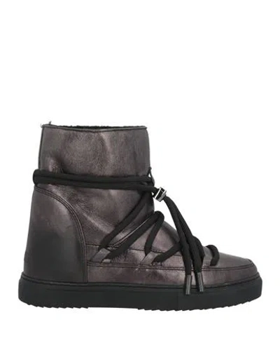 Inuikii Woman Ankle Boots Black Size 8 Leather, Shearling