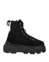 Inuikii Woman Ankle Boots Black Size 8 Leather, Shearling
