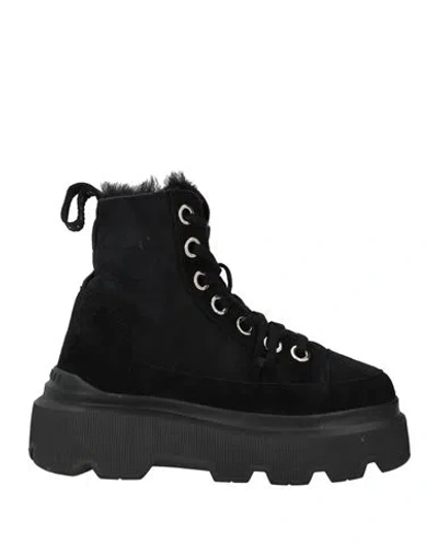 Inuikii Woman Ankle Boots Black Size 8 Leather, Shearling In Black