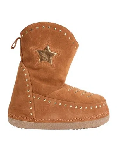 Inuikii Woman Ankle Boots Brown Size 8 Leather, Shearling