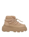 Inuikii Woman Ankle Boots Camel Size 6 Leather, Textile Fibers In Nude