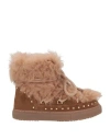 Inuikii Woman Ankle Boots Camel Size 8 Leather, Shearling In Nude