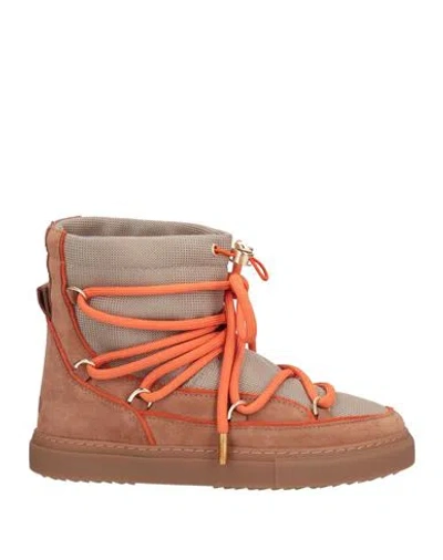 Inuikii Woman Ankle Boots Camel Size 9 Shearling, Textile Fibers In Grey