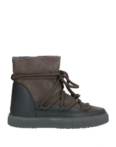 Inuikii Woman Ankle Boots Charcoal Size 6 Leather In Gray