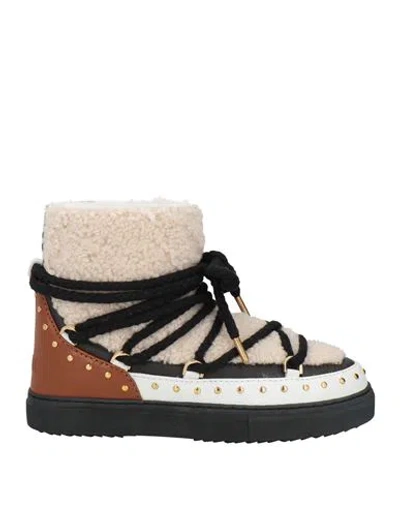 Inuikii Woman Ankle Boots Cream Size 8 Shearling In Multi