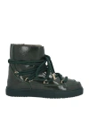 Inuikii Woman Ankle Boots Dark Green Size 8 Leather, Shearling