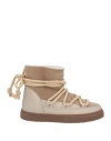 Inuikii Classic Mixed Leather Wedge Snow Booties In Beige