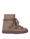 Inuikii Woman Ankle Boots Khaki Size 8 Leather In Beige